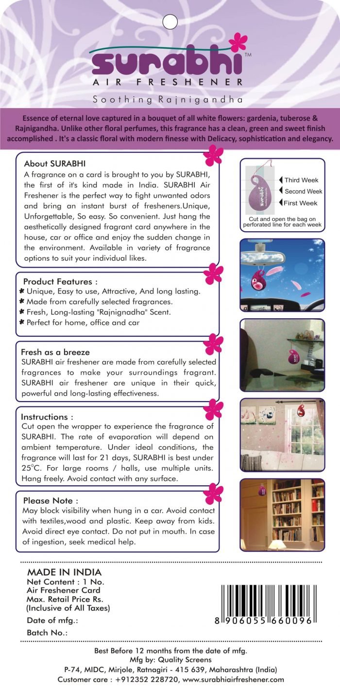 Carded Air Freshener - Rajnigandha